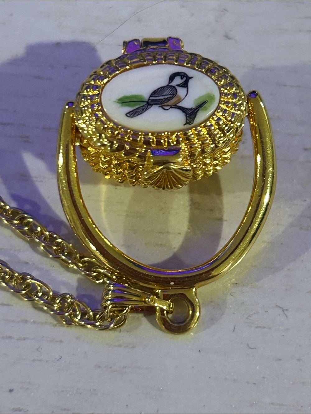 Nantucket Lightship Basket Pewter Pendant locket necklace with lucky penny